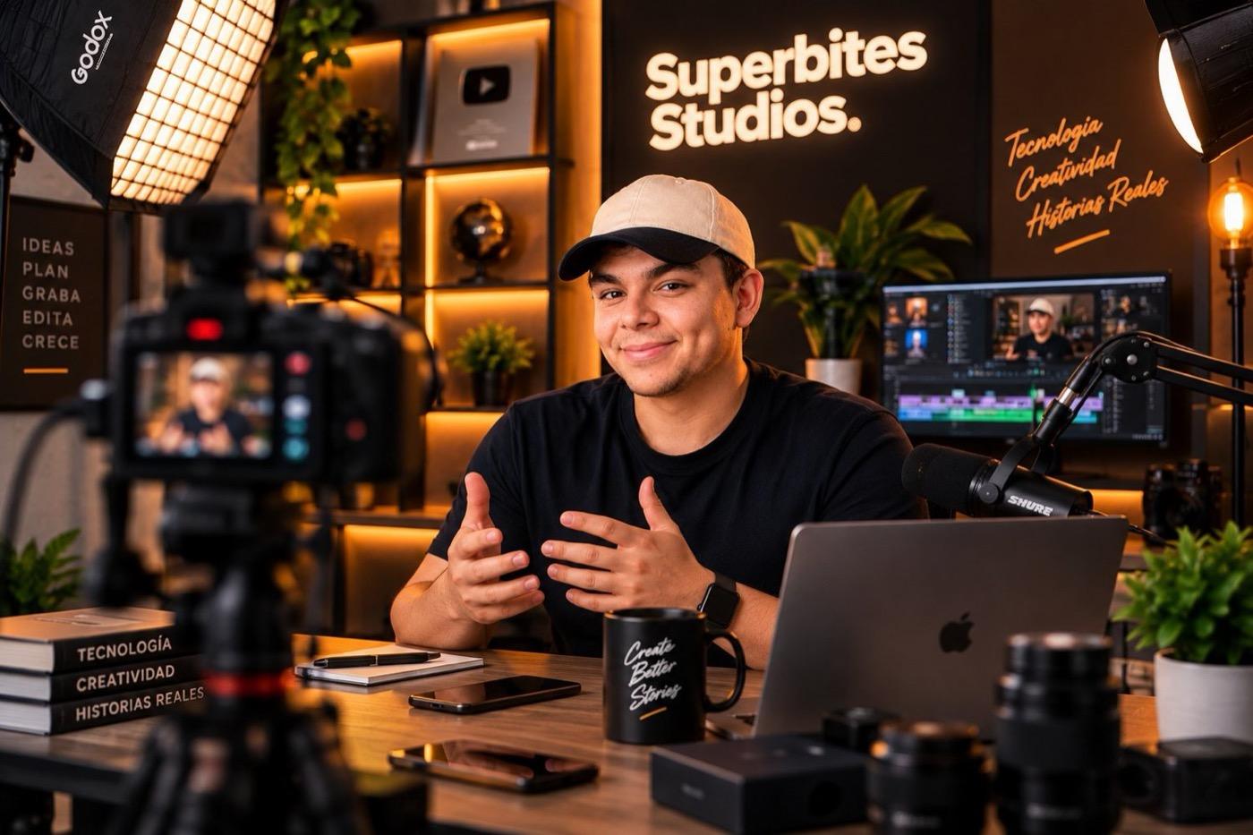 Julián Montoya grabando en el estudio de Superbites Studios